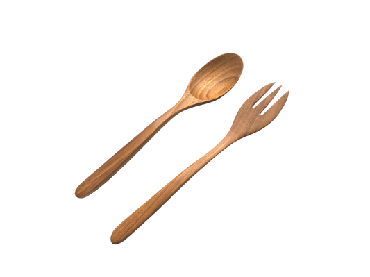A600010013-Thailand pure handmade teak soup fork set (spoon + fork) tableware kitchen conditioning tools
