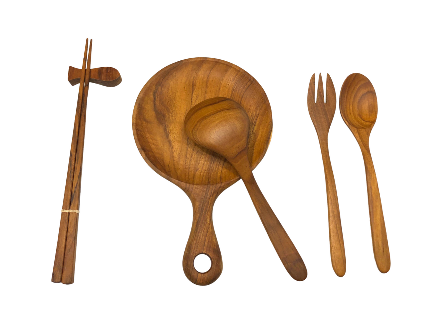 A600010013-Thailand pure handmade teak soup fork set (spoon + fork) tableware kitchen conditioning tools