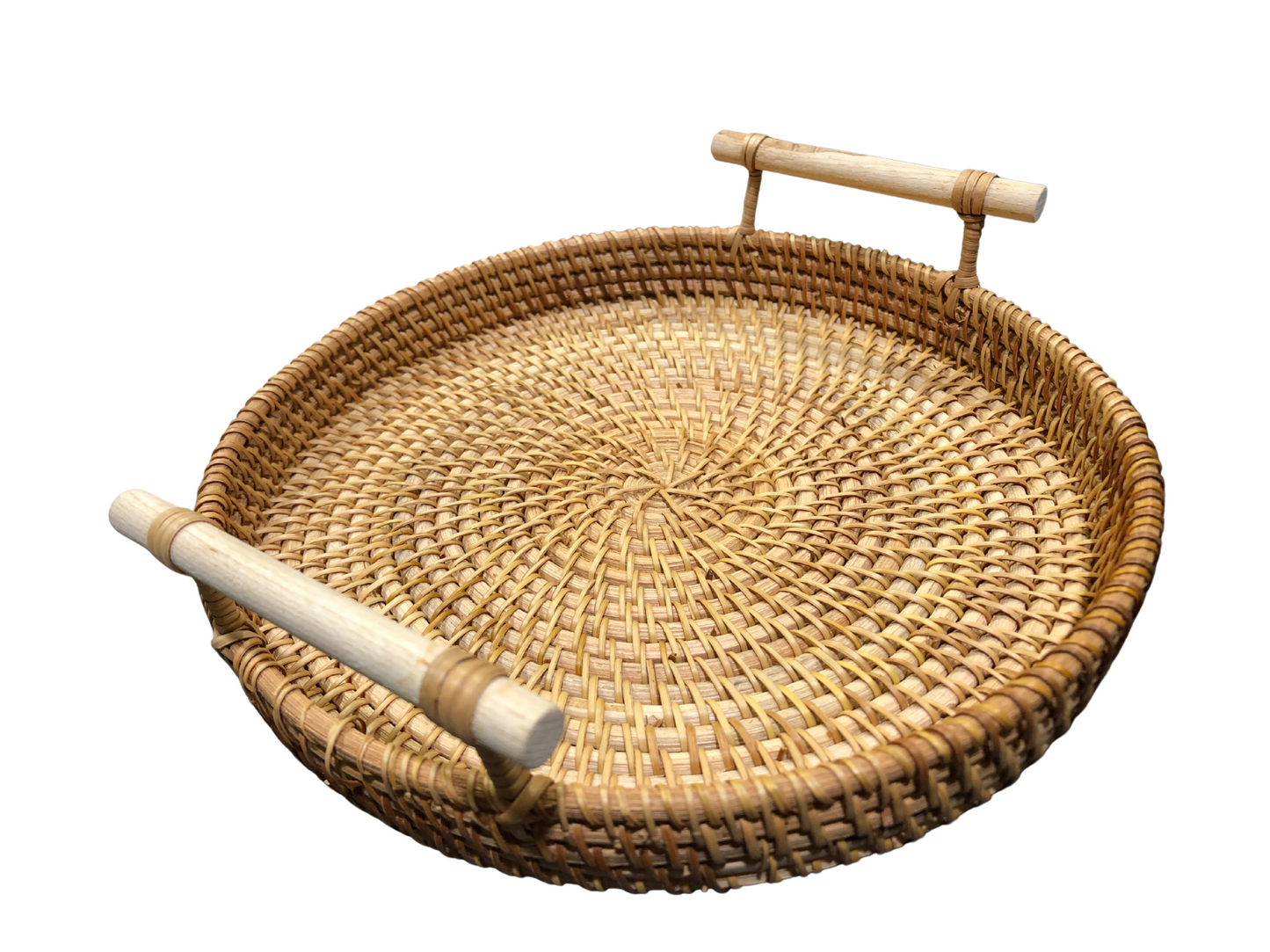 C600030008V-Thailand pure hand-made rattan handle round basket (large, medium, small)